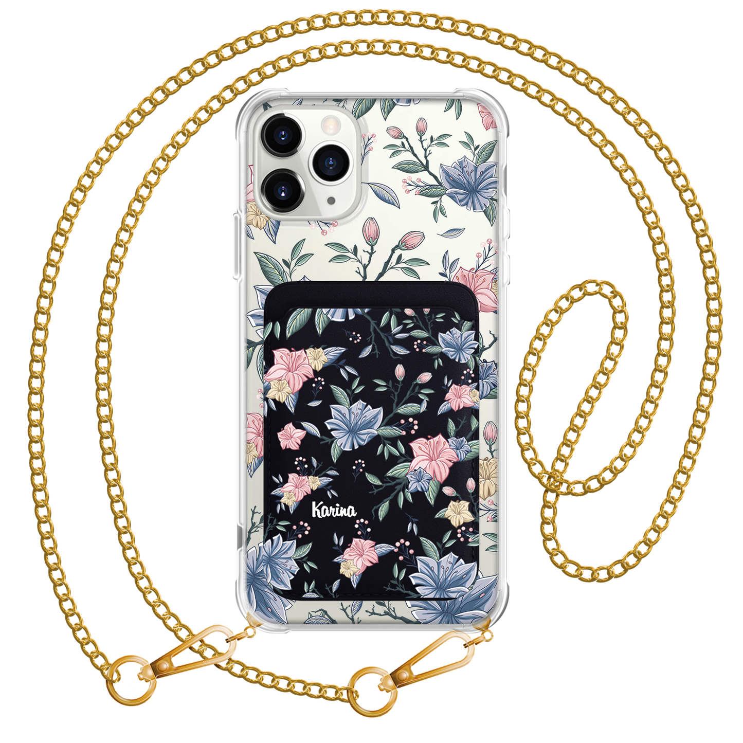 iPhone Magnetic Wallet Case - Pink & Blue Florals