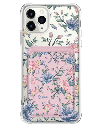 iPhone Magnetic Wallet Case - Pink & Blue Florals