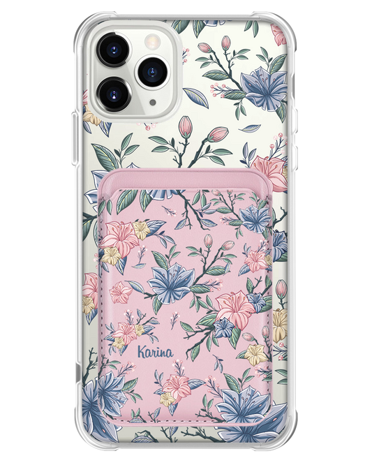 iPhone Magnetic Wallet Case - Pink & Blue Florals