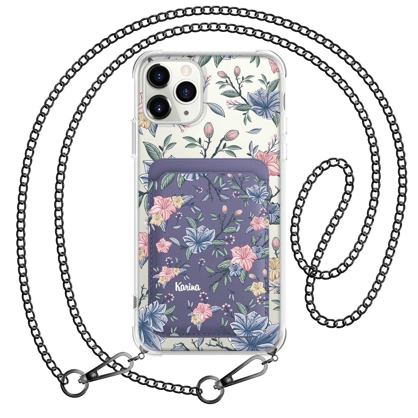 iPhone Magnetic Wallet Case - Pink & Blue Florals