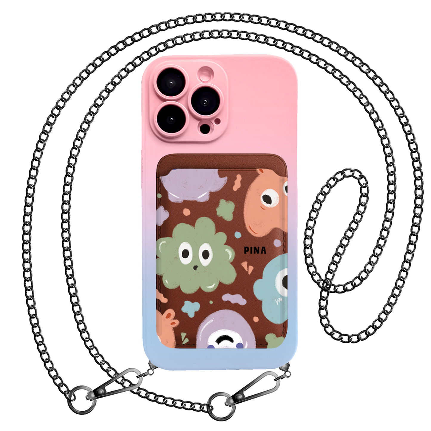 iPhone Magnetic Wallet Silicone Case - Cute monster 2.0