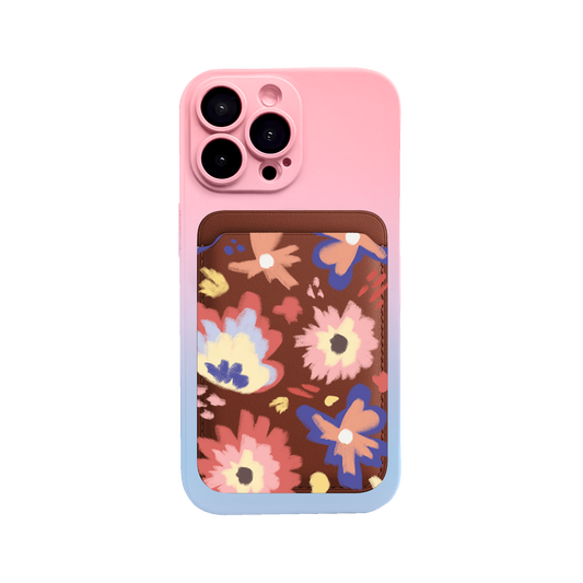 iPhone Magnetic Wallet Silicone Case - Flower Lovers