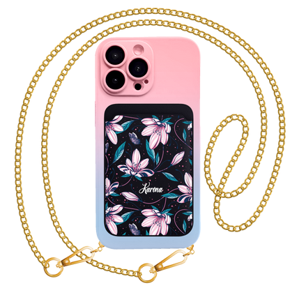 iPhone Magnetic Wallet Silicone Case - Pink Tulip