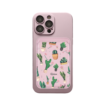iPhone Magnetic Wallet Silicone Case - Cactus 3.0