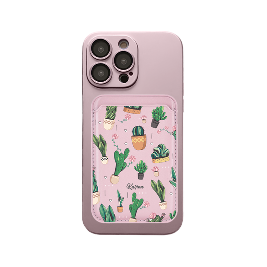 iPhone Magnetic Wallet Silicone Case - Cactus 3.0