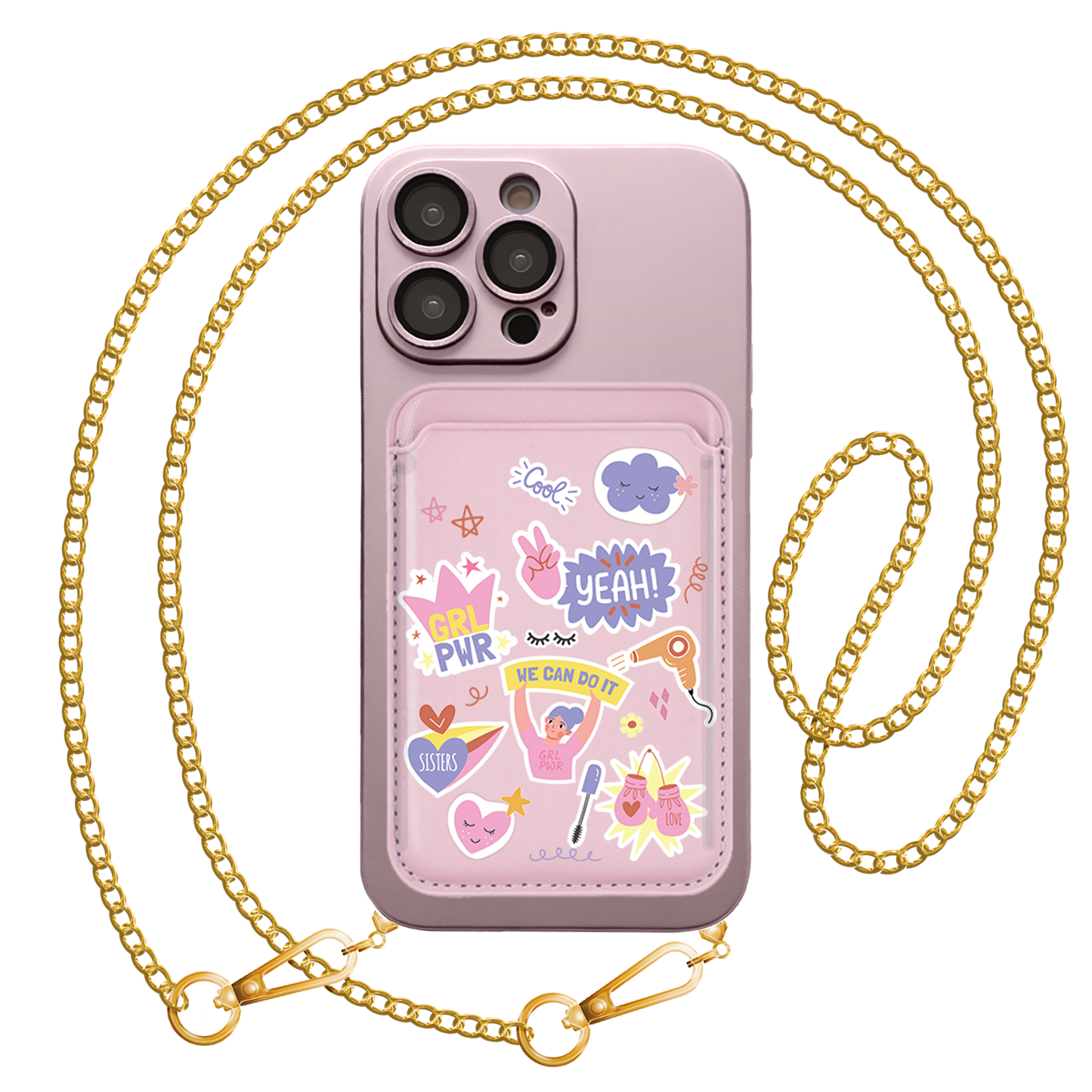 iPhone Magnetic Wallet Silicone Case - Girl Power Sticker Pack