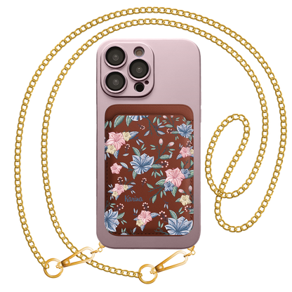 iPhone Magnetic Wallet Silicone Case - Pink&Blue Florals