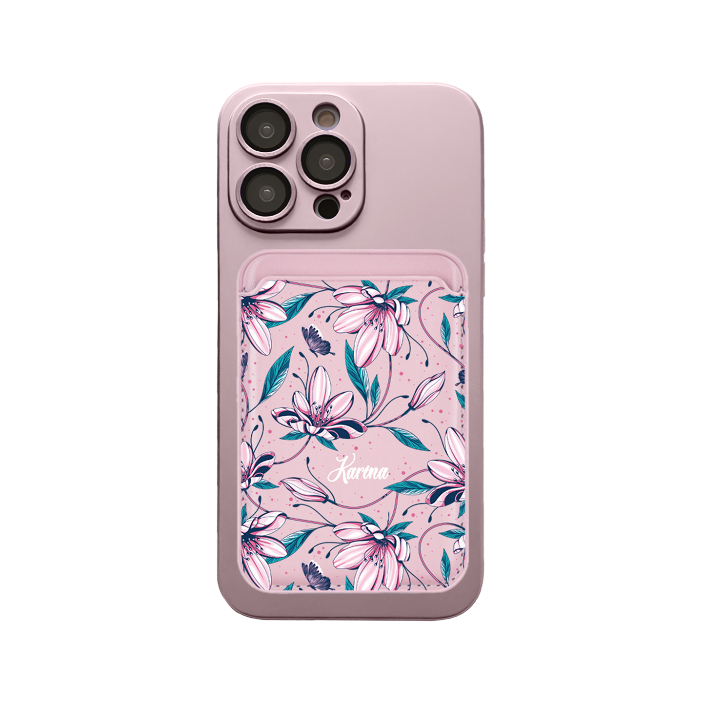 iPhone Magnetic Wallet Silicone Case - Pink Tulip