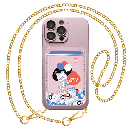 iPhone Magnetic Wallet Silicone Case - White Kitty