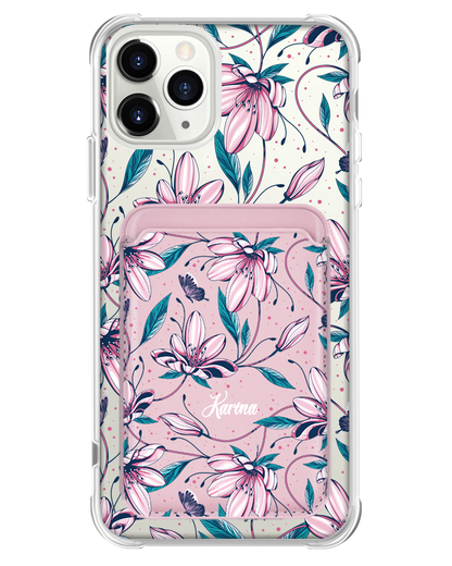 iPhone Magnetic Wallet Case - Pink Tulip