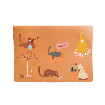 Vegan Leather Sleeve - Playful Cat 1.0