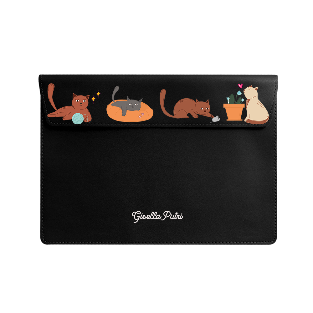 Vegan Leather Sleeve - Playful Cat 1.0