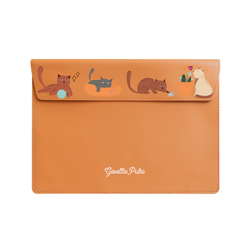 Vegan Leather Sleeve - Playful Cat 1.0