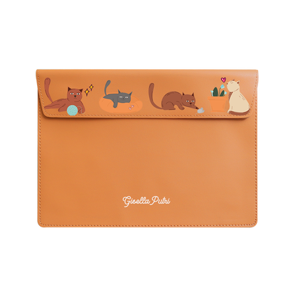 Vegan Leather Sleeve - Playful Cat 1.0
