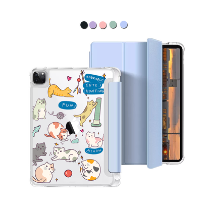 iPad Macaron Flip Cover - Playful Cat 2.0
