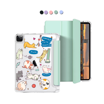 iPad Macaron Flip Cover - Playful Cat 2.0