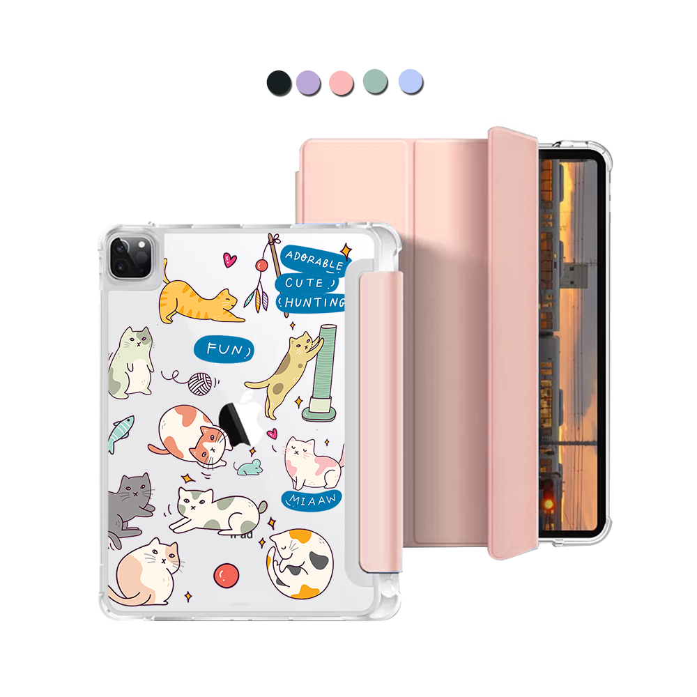 iPad Macaron Flip Cover - Playful Cat 2.0