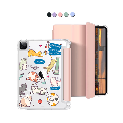 iPad Macaron Flip Cover - Playful Cat 2.0