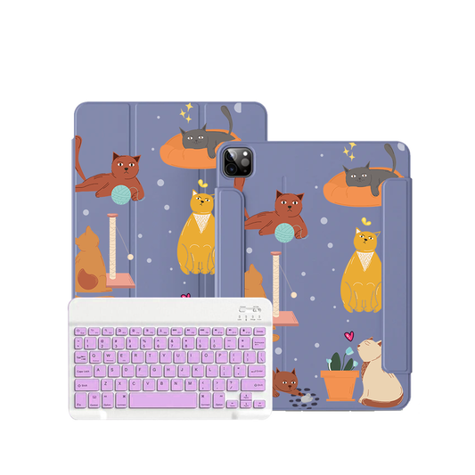 iPad / Android Tab Wireless Keyboard Flipcover - Playful Cat 1.0