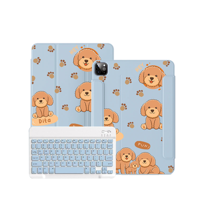 iPad / Android Tab Wireless Keyboard Flipcover - Poodle Squad 4.0