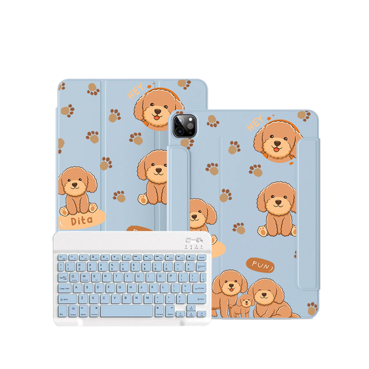 iPad / Android Tab Wireless Keyboard Flipcover - Poodle Squad 4.0