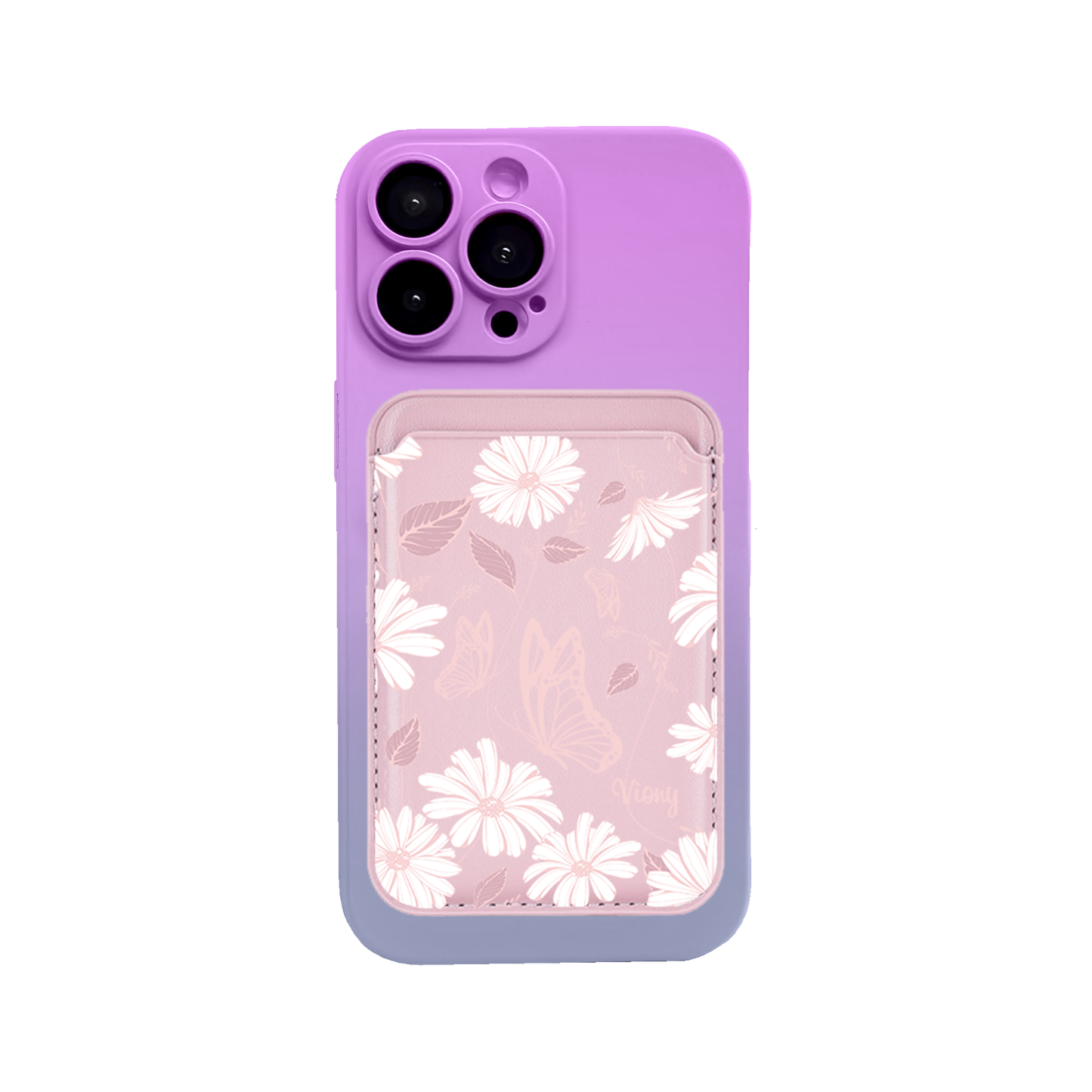 iPhone Magnetic Wallet Silicone Case - Butterfly & Daisy