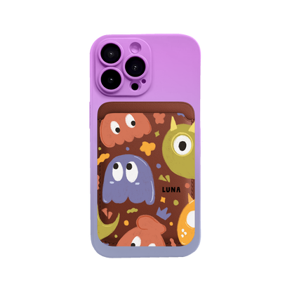 iPhone Magnetic Wallet Silicone Case - Cute monster 1.0