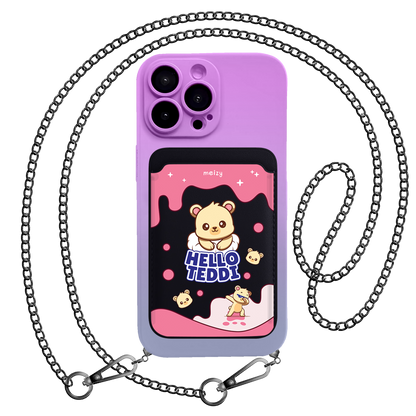 iPhone Magnetic Wallet Silicone Case - Hello Teddy 2.0