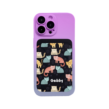 iPhone Magnetic Wallet Silicone Case - Rainbow meow 1.0