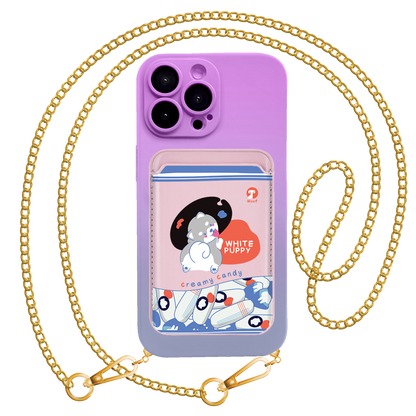 iPhone Magnetic Wallet Silicone Case - White Puppy