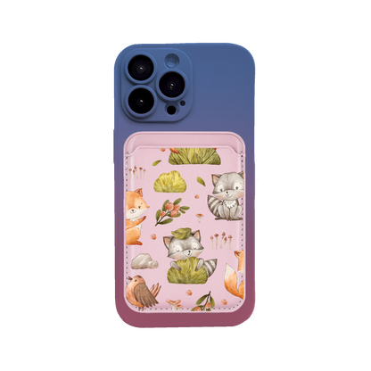 iPhone Magnetic Wallet Silicone Case - Racoon & Friends