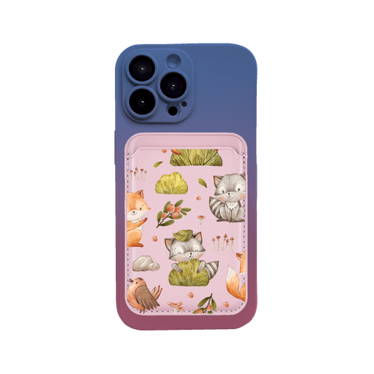 iPhone Magnetic Wallet Silicone Case - Racoon & Friends