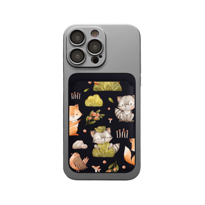 iPhone Magnetic Wallet Silicone Case - Racoon & Friends