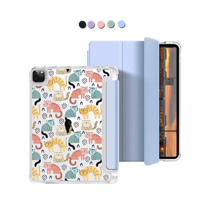 iPad Macaron Flip Cover - Rainbow Meow 1.0