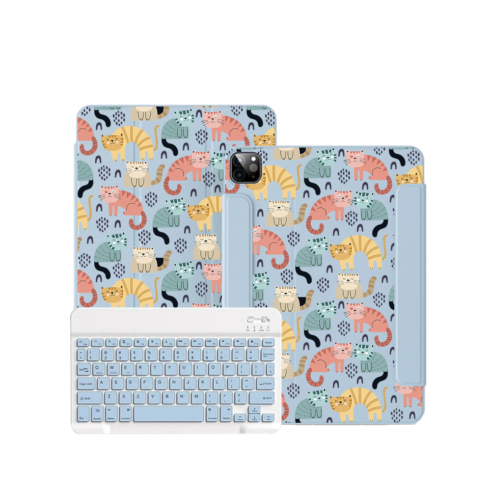 iPad Wireless Keyboard Flipcover - Rainbow Meow 1.0