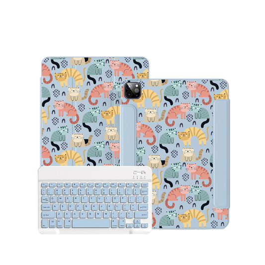 iPad / Android Tab Wireless Keyboard Flipcover - Rainbow Meow 1.0