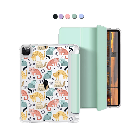 iPad Macaron Flip Cover - Rainbow Meow 1.0