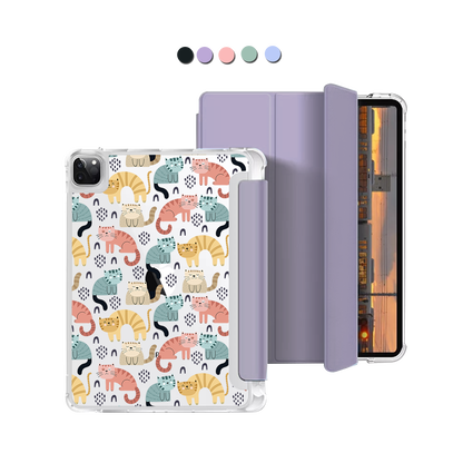 iPad Macaron Flip Cover - Rainbow Meow 1.0