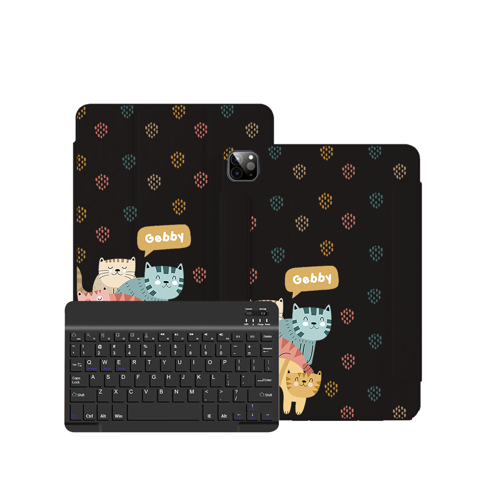 iPad Wireless Keyboard Flipcover - Rainbow Meow 2.0