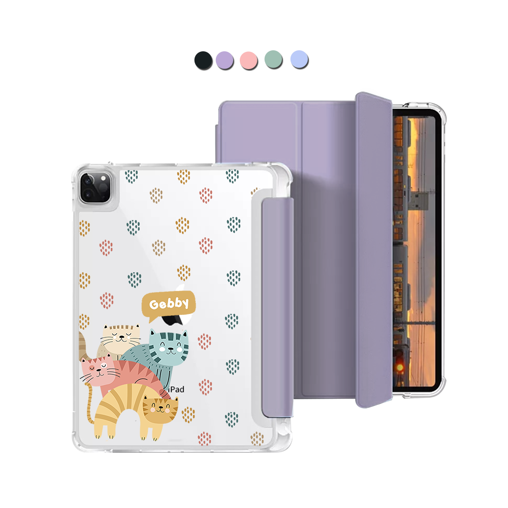 iPad Macaron Flip Cover - Rainbow Meow 2.0