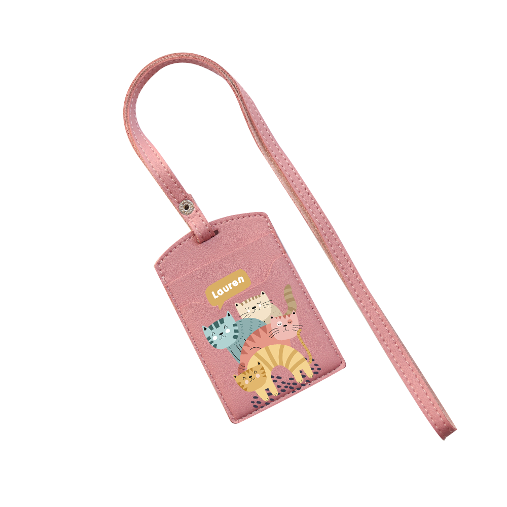 Vegan Leather Lanyard - Rainbow Meow 2.0