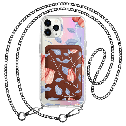 iPhone Magnetic Wallet Holo Case - Red Tulip
