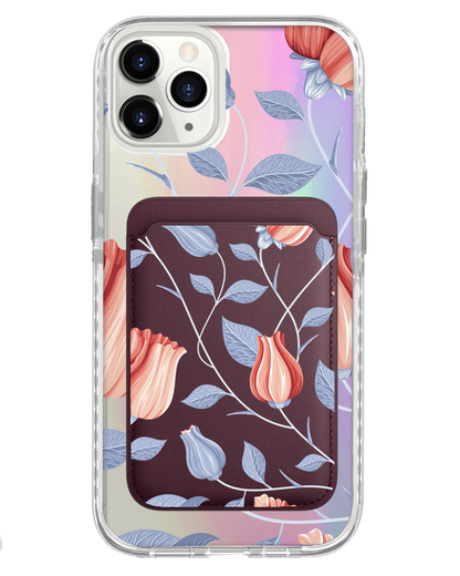 iPhone Magnetic Wallet Holo Case - Red Tulip