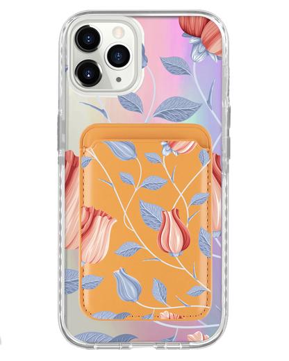 iPhone Magnetic Wallet Holo Case - Red Tulip