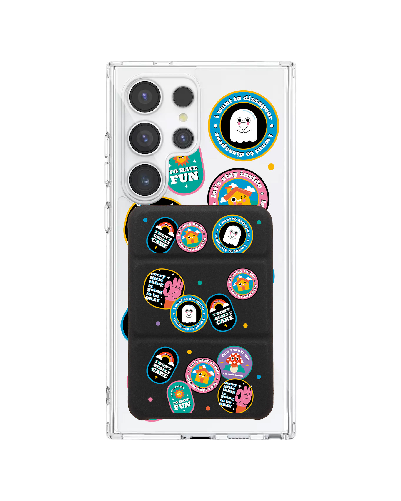 Android Magnetic Trifold Wallet Case - Monster Sticker Pack