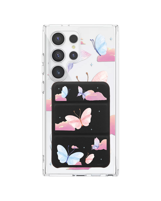 Android Magnetic Trifold Wallet Case - Butterfly & Clouds