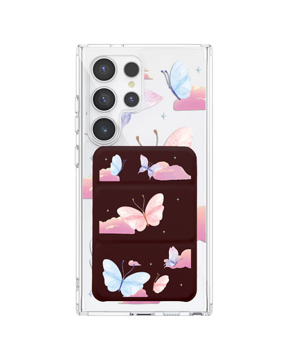 Android Magnetic Trifold Wallet Case - Butterfly & Clouds