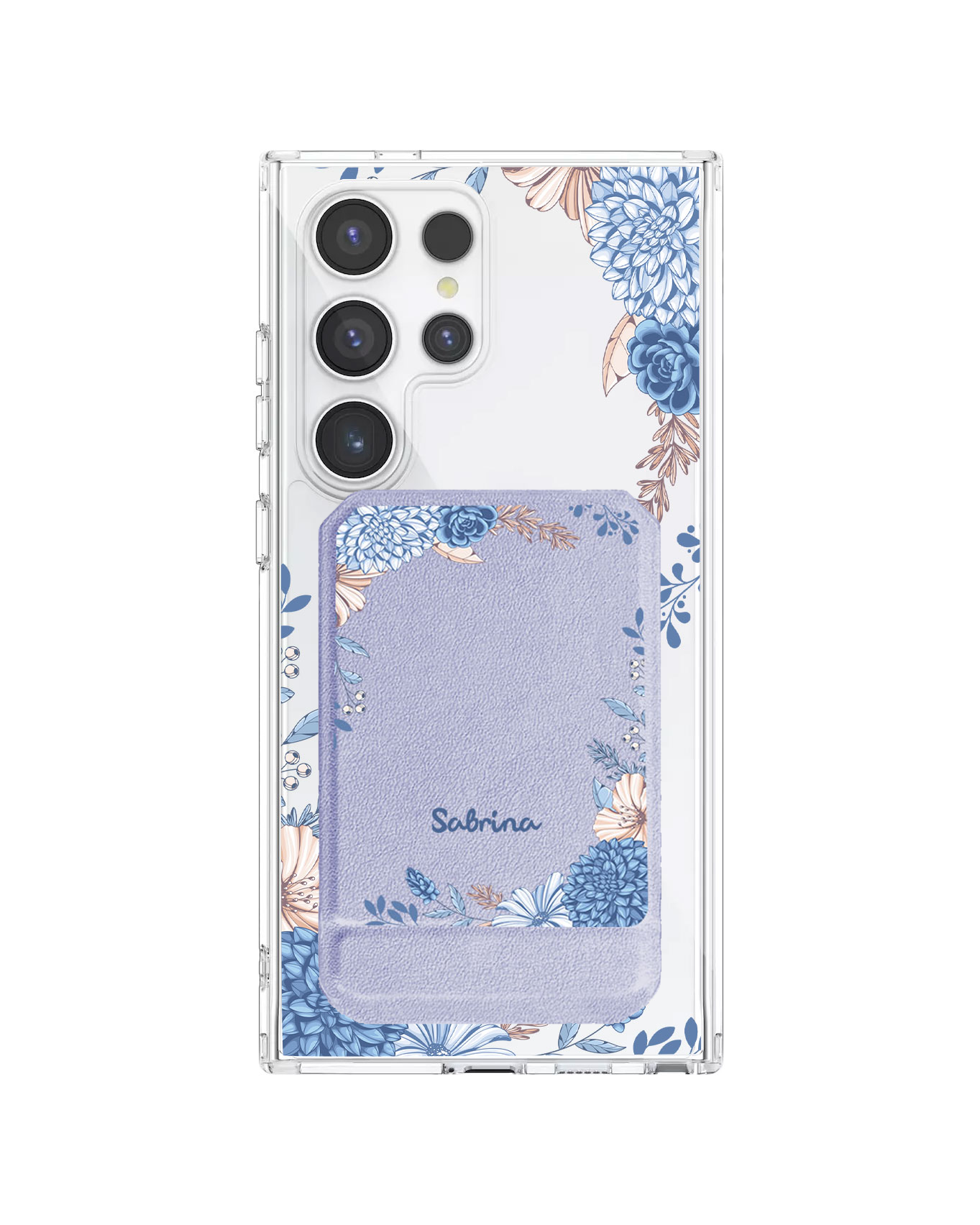 Android Magnetic Multifold Wallet - Blue Florals