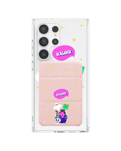 Android Magnetic Trifold Wallet Case - Cat Monster