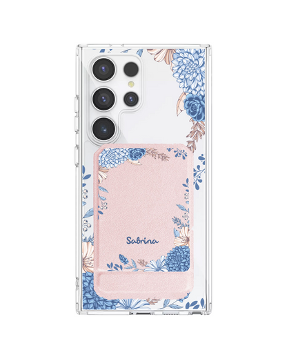 Android Magnetic Multifold Wallet - Blue Florals